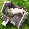 VEVOR Outdoor Cat House Weatherproof, Feral Cat Shelter for Multiple Cats, Outdoor Wooden Cat House with Large Side Door, PVC Door Flaps, Open Roof, Clear Window, 22"L x 30"W x 26"H