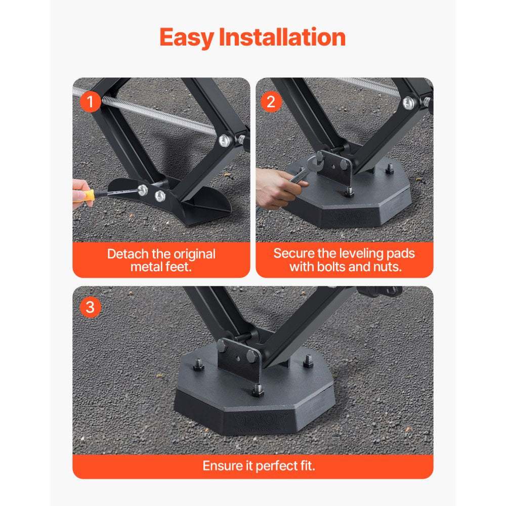 VEVOR RV Leveling Pads, 4-Pack Rubber Trailer Jack Pads, Each with 5000 lbs Capacity, Standard Jack Stabilizer Pad with Large Surface Area, Ideal for Scissor Jack Feet 5th Wheels Class A/C Motorhomes