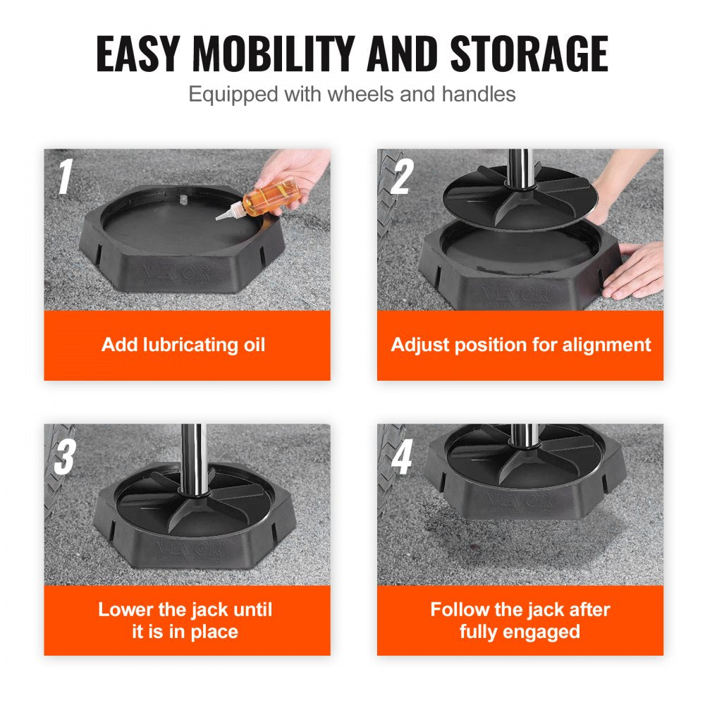 VEVOR RV Leveling Pads, 9 Inch Round Landing Feet, Permanent Attached Jack Stabilizers, Rubber Jack Pads, 5000 lbs Capacity per RV Jack Pad, 5th Wheels, Travel Trailers, Class A/C Motorhomes (4-Pack)