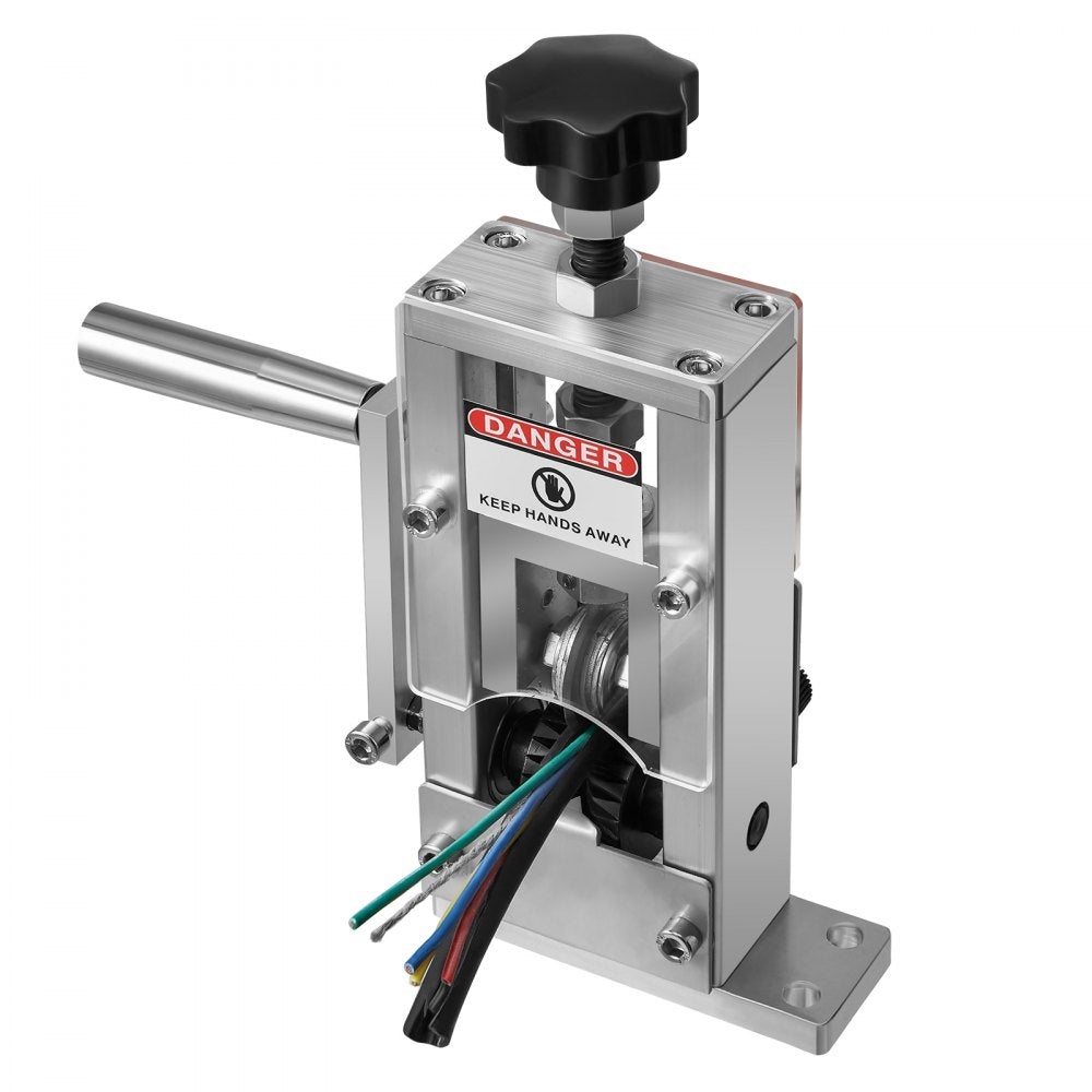 VEVOR Manual Wire Stripping Machine, 0.06-1 in, Copper Stripper with Hand Crank or Drill Powered, 64Mn Quenched Blades, 45# Steel Rollers, Aluminum Alloy Frame Wire Peeler, for Scrap Copper Recycling