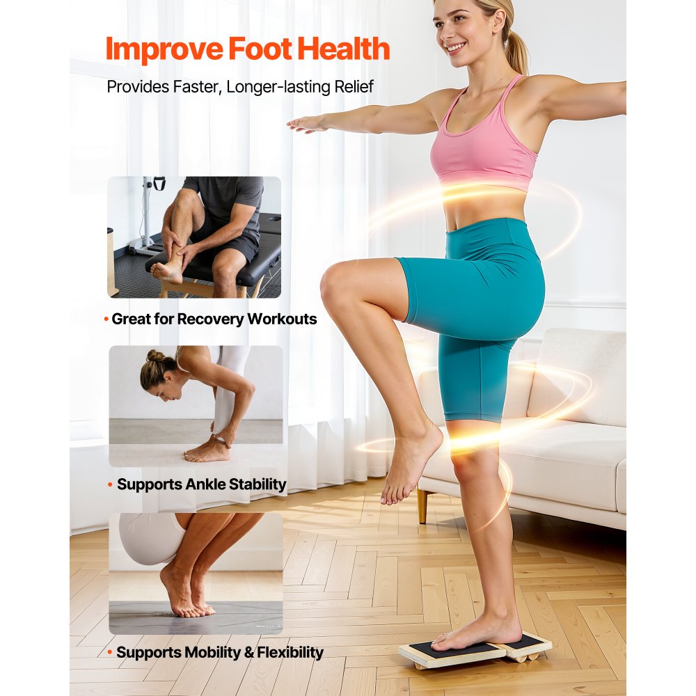 VEVOR Balance Board, Wobble Board Trainer for Adults Foot & Ankle Strengthening, Non-Slip Wood Premium Wooden Balance Training Equipment, Compact with Storage Bag, Ideal for Physical Therapy Exercises