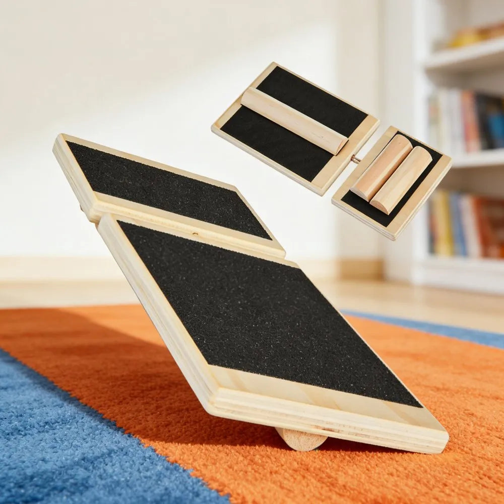 VEVOR Balance Board, Wobble Board Trainer for Adults Foot & Ankle Strengthening, Non-Slip Wood Premium Wooden Balance Training Equipment, Compact with Storage Bag, Ideal for Physical Therapy Exercises