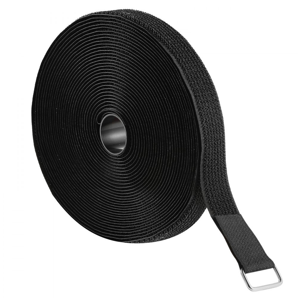 VEVOR Cable Ties, 393.7-Inch Adjustable Hook and Loop Straps with 50 Metal Buckles, Reusable Velcro Cords Straps, Cut-to-Length Wire Strap, Heavy-Duty Nylon Cord Ties for Organizer and Management