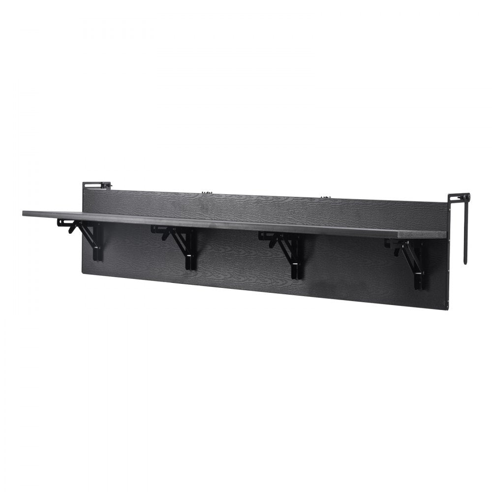VEVOR Balcony Hanging Table, 12 x 59 in Folding Balcony Railing Table, Outdoor Balcony Bar Table for Railings, 50 lbs Loading, Fit Railing from 1" to 5.9", Serving Table for Patio & Deck