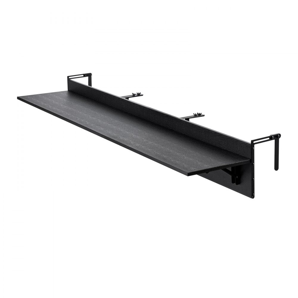 VEVOR Balcony Hanging Table, 12 x 59 in Folding Balcony Railing Table, Outdoor Balcony Bar Table for Railings, 50 lbs Loading, Fit Railing from 1" to 5.9", Serving Table for Patio & Deck