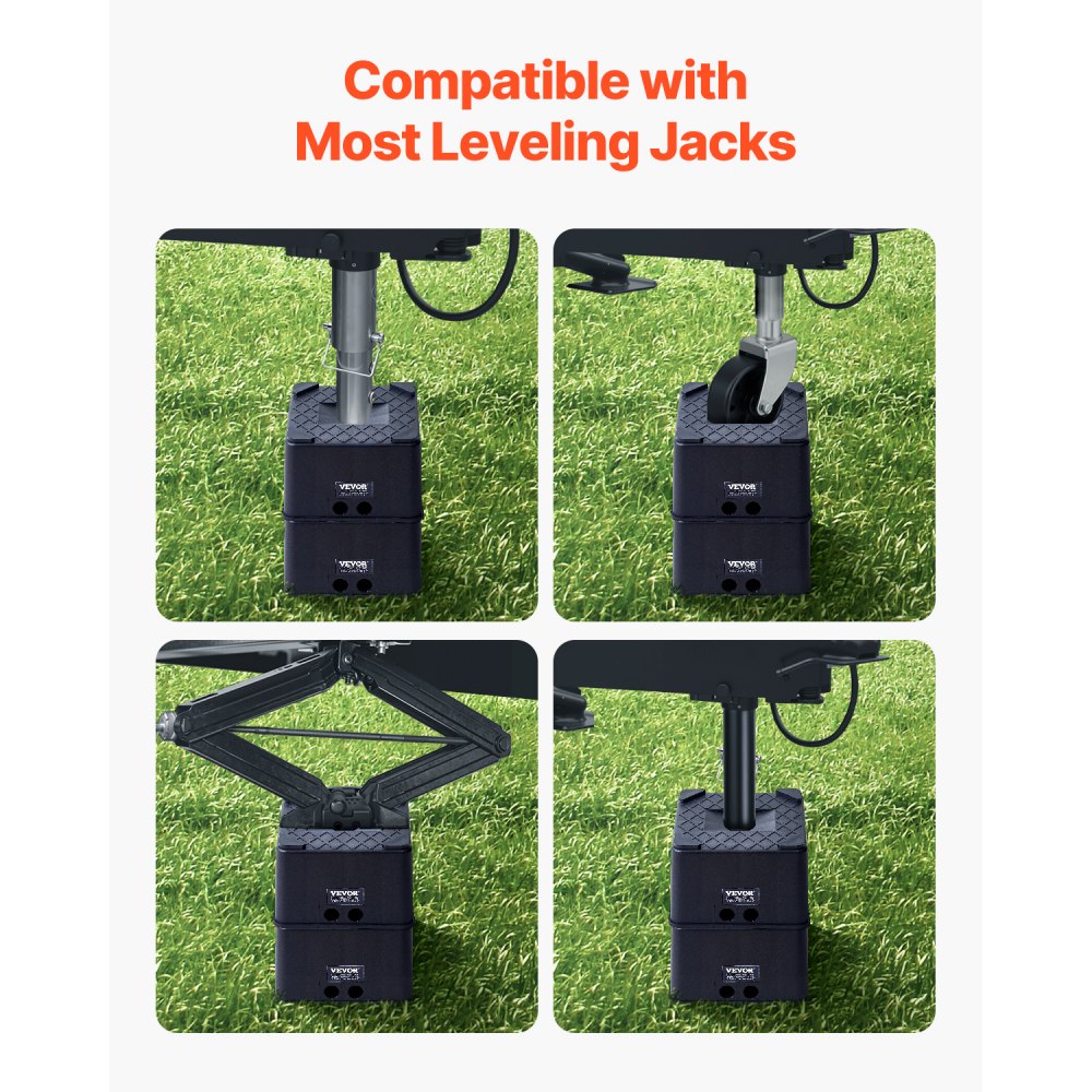 VEVOR Trailer Jack Blocks, 6" High Heavy Duty RV Leveling Blocks, Each with 6000 lbs Capacity, as RV Jack Stand, Stool, Camper Accessories, for Travel Trailers, 5th Wheels Class A/C Motorhomes, 2 Pcs