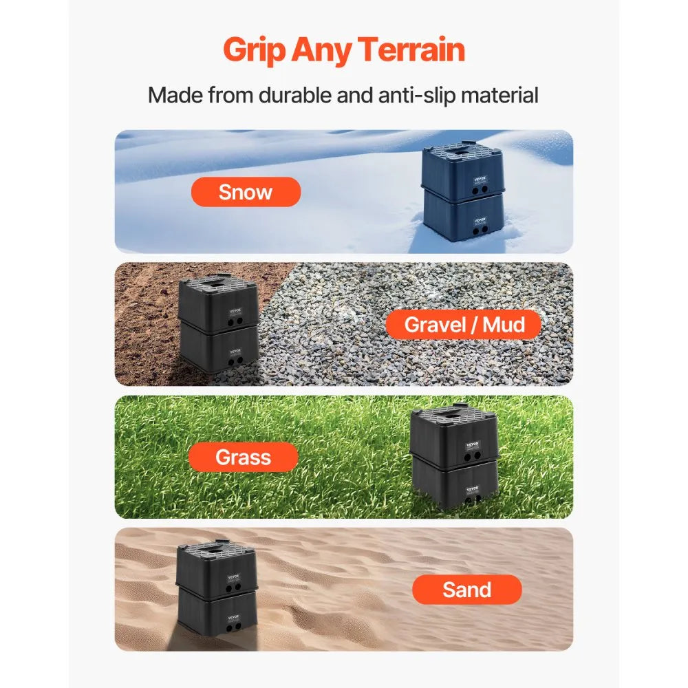 VEVOR Trailer Jack Blocks, 6" High Heavy Duty RV Leveling Blocks, Each with 6000 lbs Capacity, as RV Jack Stand, Stool, Camper Accessories, for Travel Trailers, 5th Wheels Class A/C Motorhomes, 2 Pcs