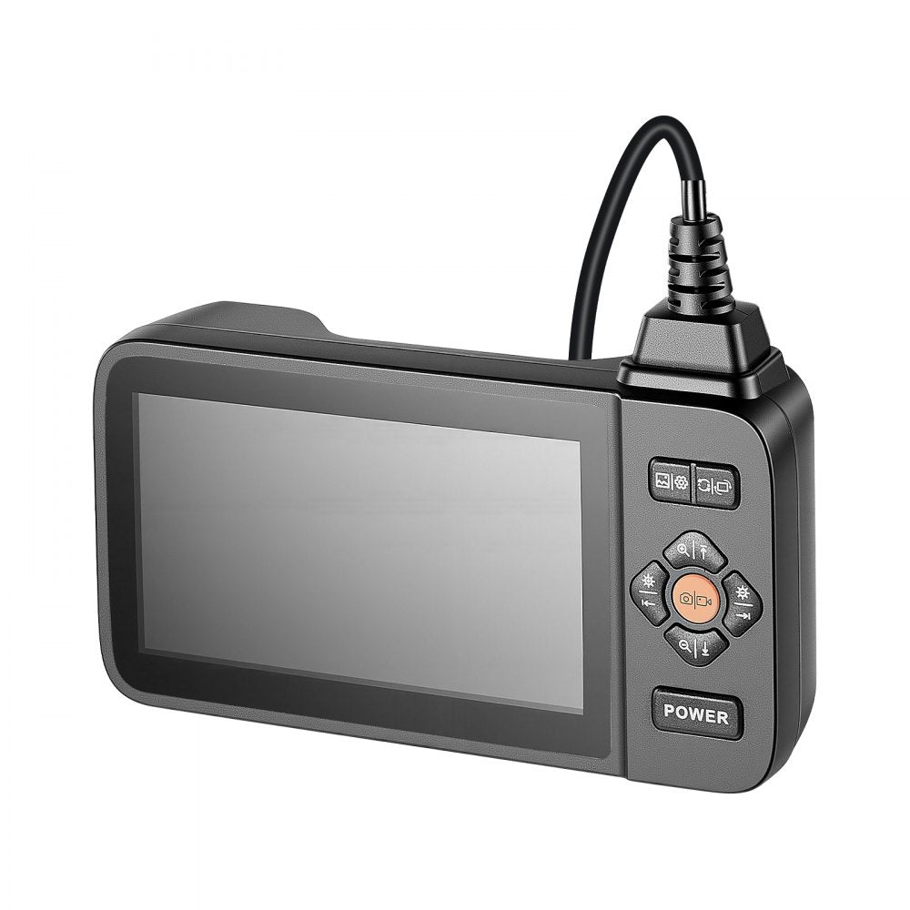 VEVOR Triple Lens Endoscope with Light, 4.5" HD IPS Screen Industrial Borescope Camera, 8 + 2 Lights, 8X Zoom, IP67 Waterproof Inspection Snake Camera for Automotive, Plumbing (16.4FT Rigid Cable)