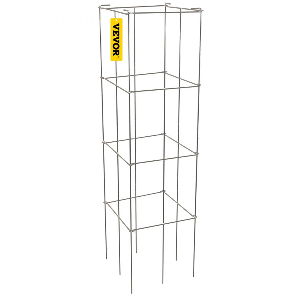VEVOR Tomato Cages, 11.8\" x 11.8\" x 46.1\", 10 Packs Square Plant Support Cages, Silver PVC-Coated Steel Tomato Towers for Climbing Vegetables, Plants, Flowers, Fruits