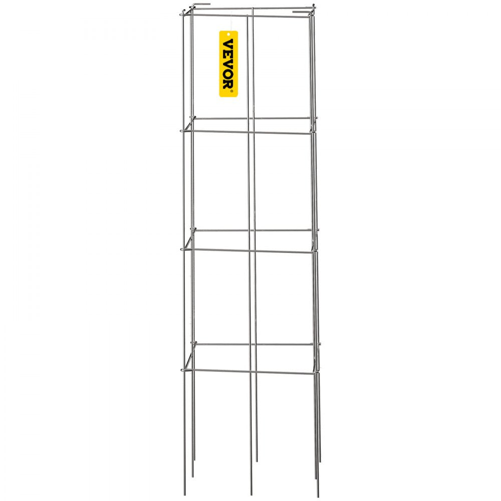 VEVOR Tomato Cages, 11.8\" x 11.8\" x 46.1\", 10 Packs Square Plant Support Cages, Silver PVC-Coated Steel Tomato Towers for Climbing Vegetables, Plants, Flowers, Fruits