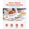 VEVOR Ceramic Baking Dish, 9" x 13", Bakeware Set of 3, Rectangular Casserole Dish Set, Baking Pans with Handles, Oven Secure, Lasagna Pans Deep for Cooking, Thanksgiving & Christmas Present, White