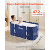 VEVOR Portable Foldable Bathtub 47.2"x23.6"x19.7" Soaking for Adults Blue, for Bathroom Shower Stall, 3-Layer Insulation, Space Saving, Family Hot SPA Ice Bath Tub with 2 Drain Ports, Indoor Outdoor