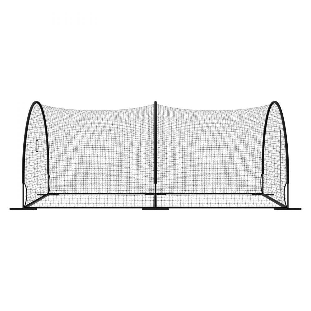 VEVOR Baseball Batting Cage, 19.9 x 12.0 x 8.2 FT Freestanding Hitting Net, for Indoor & Outdoor Practice, 30-Ply Knotted HDPE Netting with Pitching Machine Opening, Baseball Training Net for Teams