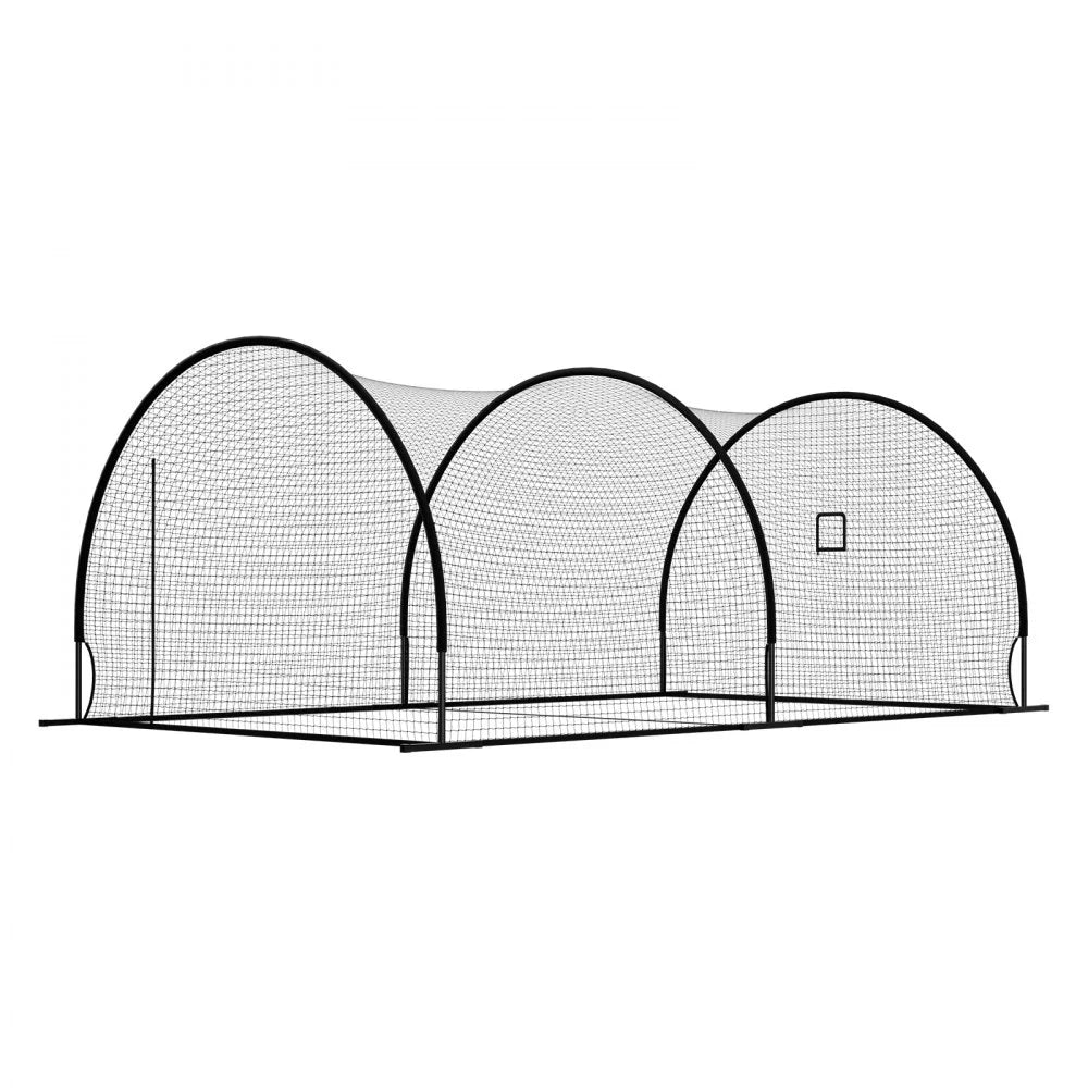 VEVOR Baseball Batting Cage, 19.9 x 12.0 x 8.2 FT Freestanding Hitting Net, for Indoor & Outdoor Practice, 30-Ply Knotted HDPE Netting with Pitching Machine Opening, Baseball Training Net for Teams