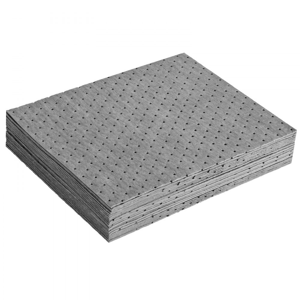 VEVOR Universal Spill Kit, Spill Control Supplies 43 pcs, Includes 30 Universal Sorbent Pads, 2 Universal Sorbent Socks 3"x4', 2 Disposal Pillows, Rubber Gloves, and Bag