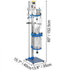 VEVOR Jacketed Reactor 5L Laboratory Glass Reactor, Jacketed Glass Reactor, Chemical Reaction Vessel, Lab Jacketed Reactor, Reaction Vessel Chemistry, With Digital Display, For Reaction Distillation