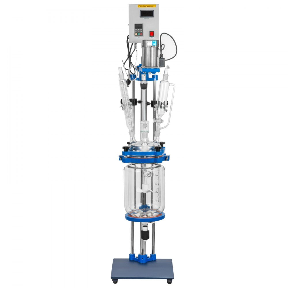 VEVOR Jacketed Reactor 5L Laboratory Glass Reactor, Jacketed Glass Reactor, Chemical Reaction Vessel, Lab Jacketed Reactor, Reaction Vessel Chemistry, With Digital Display, For Reaction Distillation