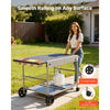 VEVOR Outdoor Grill Cart, 36.4 x 23.4 x 1 inch Tabletop Size Grilling Table, Movable Outdoor Cooking Table with 4 Spice Containers, Wheels, Lids, Hooks, BBQ Prep Tables for Picnic, Kitchen, Courtyard