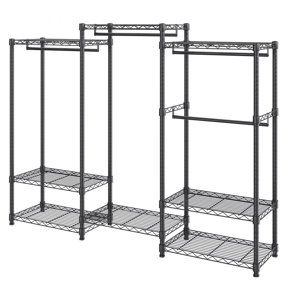 VEVOR Heavy Duty Clothes Rack, Rolling Clothing Garment Rack with 4 Hang Rods & 8 Storage Tiers, Adjustable Custom Closet Rack, Freestanding Wardrobe for Hanging Clothes, 800 lbs Load Capacity