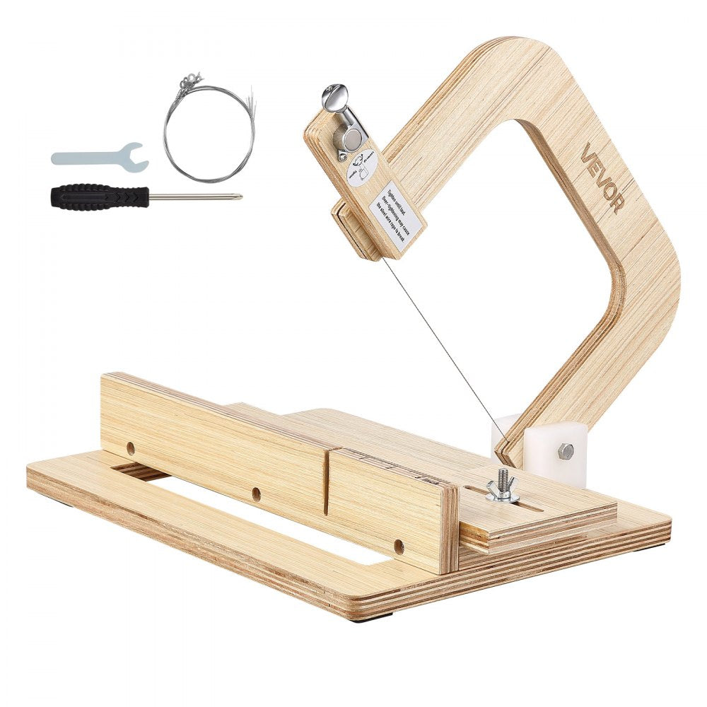 VEVOR Soap Cutter, 0-2 inch Adjustable Thickness, Wood Soap Slicer with Stainless Steel Adjustable Wire Tension, with Extra Wires, Multi Handmade Cutter for Candles, DIY Making Cutting Tool