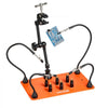 VEVOR Magnetic Helping Hands Soldering Station, 4 Flexible Arms Third Hand Tool, with 6 PCB Pillar Holders & 360 Hot Air Gun Holder, Heavy-Duty Base Soldering Helper for Electronic Repair Craft