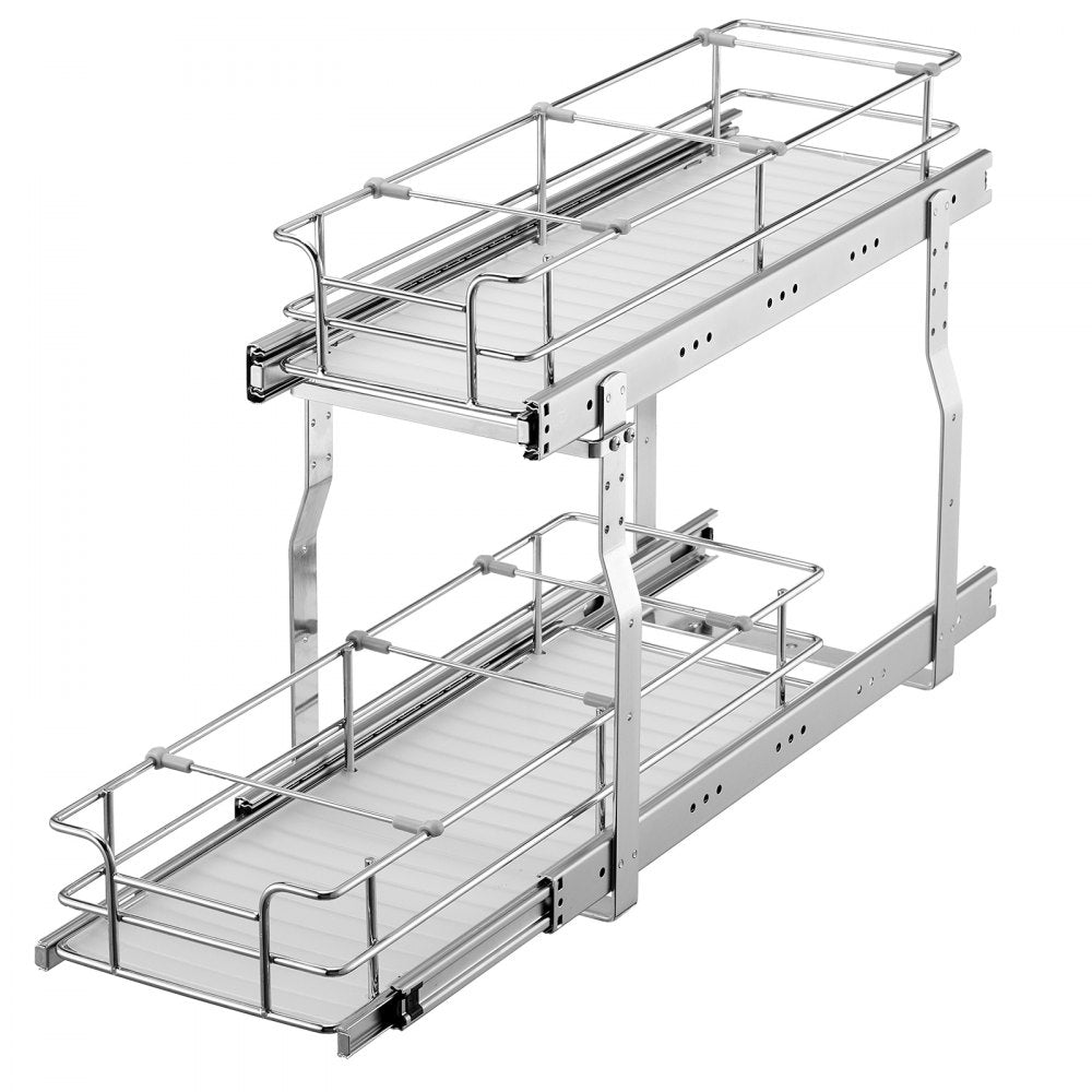 VEVOR 8.5"Wx21"Dx15"H Pull Out Cabinet Organizer, Heavy Duty Slide Out Pantry Shelves, Steel Roll Out Drawers, Sliding Drawer Storage for Home Under Sink, 10"Wx22"Dx18"H Install Size for Cabinet