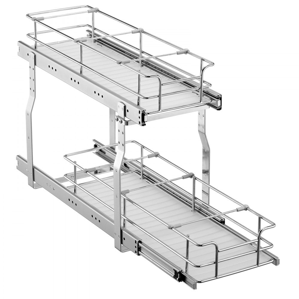 VEVOR 8.5"Wx21"Dx15"H Pull Out Cabinet Organizer, Heavy Duty Slide Out Pantry Shelves, Steel Roll Out Drawers, Sliding Drawer Storage for Home Under Sink, 10"Wx22"Dx18"H Install Size for Cabinet