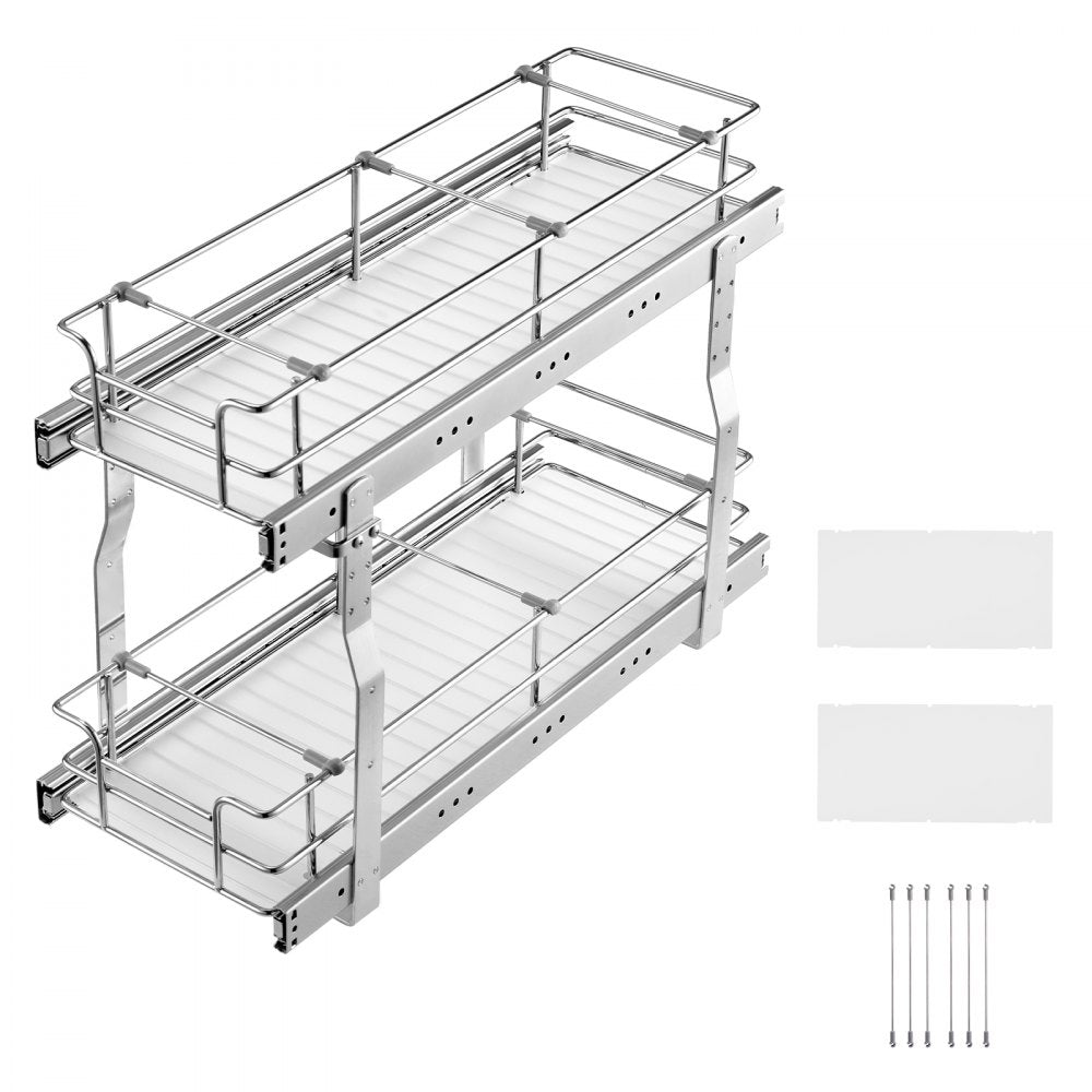 VEVOR 8.5"Wx21"Dx15"H Pull Out Cabinet Organizer, Heavy Duty Slide Out Pantry Shelves, Steel Roll Out Drawers, Sliding Drawer Storage for Home Under Sink, 10"Wx22"Dx18"H Install Size for Cabinet