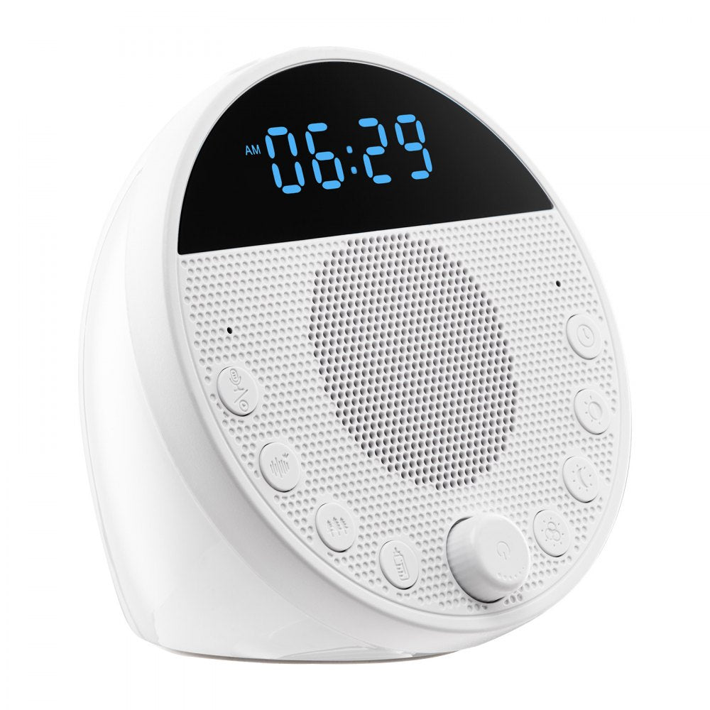 VEVOR Sound Machine, 18 Soothing Sleep Sounds and 7-Color Night Light, 5-in-1 White Noise Sound Machine with Dual Alarms, Auto-Off Timer and Memory Function, for Baby, Adults, Home, Office & Travel