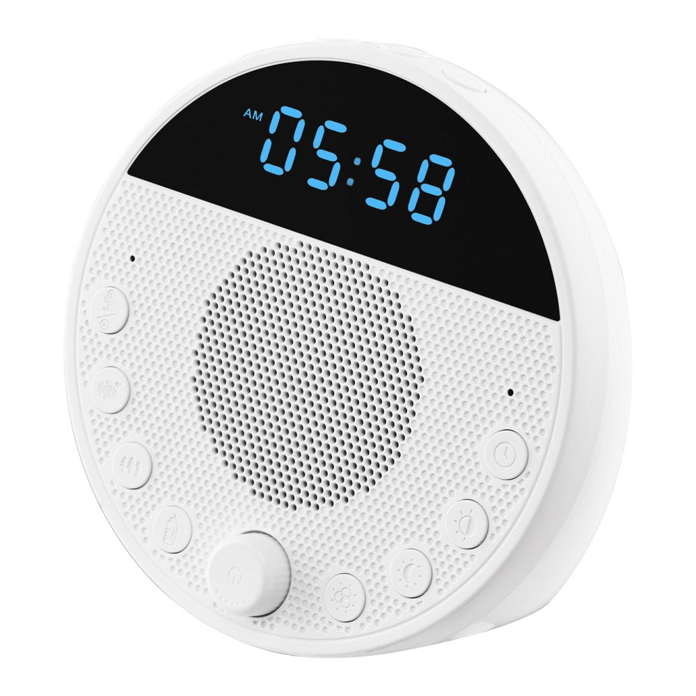 VEVOR Sound Machine, 18 Soothing Sleep Sounds and 7-Color Night Light, 5-in-1 White Noise Sound Machine with Dual Alarms, Auto-Off Timer and Memory Function, for Baby, Adults, Home, Office & Travel