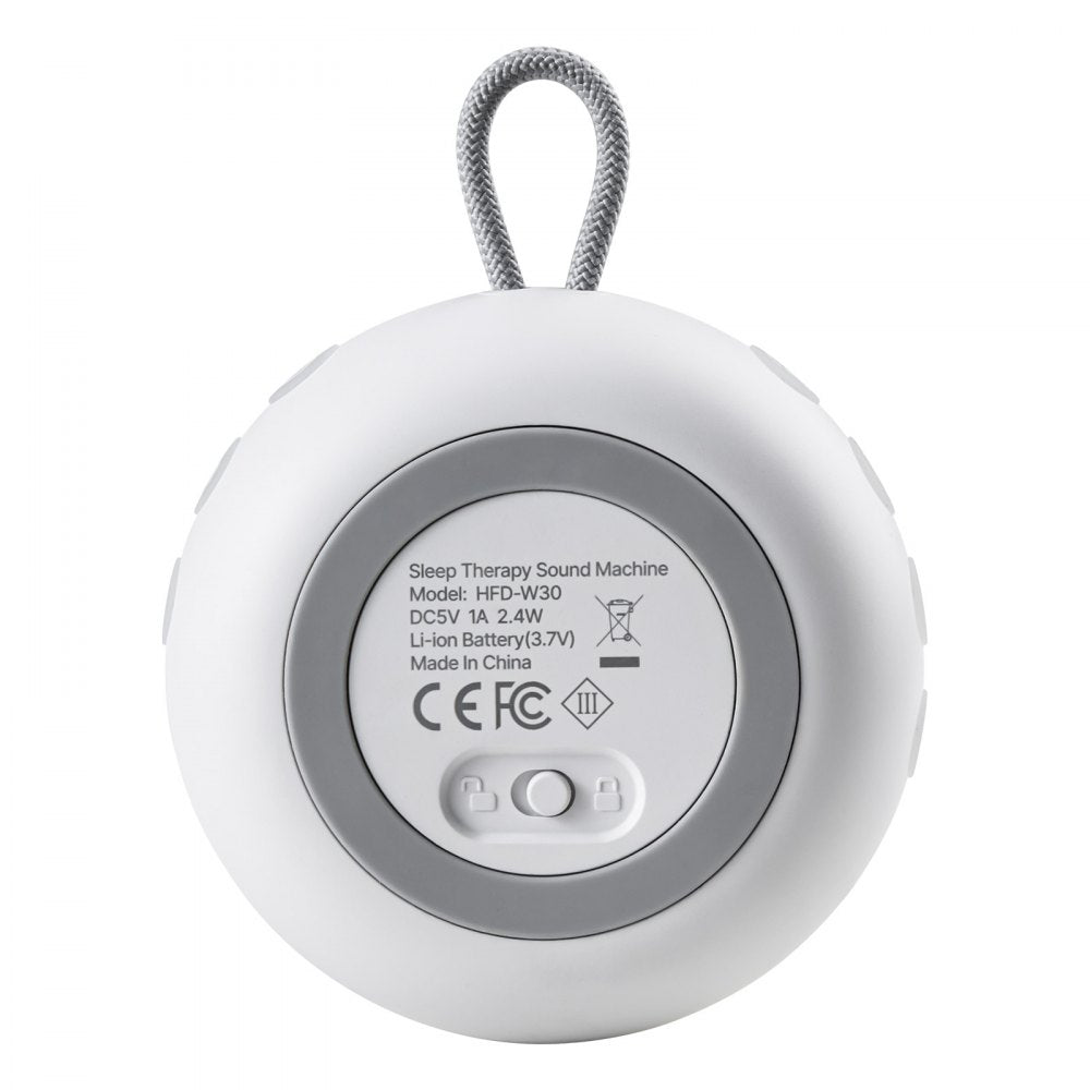 VEVOR Sound Machine, 20 Soothing Sleep Sounds, 4-in-1 Hangable White Noise Sound Machine with Auto-Off Timer, Soft Ring Light, Memory Function and Child Lock, for Baby, Adults, Home, Office & Travel