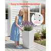 VEVOR Tall Planters Set of 2, 30 Inch Large Outdoor Taper Planters for Outdoor Indoor Plants, Front Porch Plastic Modern Flower Pots with Casters, Inner Pot & Drainage Holes for Patio, Garden, White