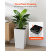 VEVOR Tall Planters Set of 2, 22 Inch Large Outdoor Taper Planters for Outdoor Indoor Plants, Front Porch Plastic Modern Flower Pots with Casters, Inner Pot & Drainage Holes for Patio, Garden, White