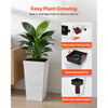 VEVOR Tall Planters Set of 2, 23 Inch Large Outdoor Taper Planters for Outdoor Indoor Plants, Front Porch Plastic Modern Flower Pots with Casters, Inner Pot & Drainage Holes for Patio, Garden, White