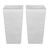 VEVOR Tall Planters Set of 2, 23 Inch Large Outdoor Taper Planters for Outdoor Indoor Plants, Front Porch Plastic Modern Flower Pots with Casters, Inner Pot & Drainage Holes for Patio, Garden, White