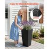 VEVOR Tall Planters Set of 2, 26 Inch Large Outdoor Taper Planters for Outdoor Indoor Plants, Front Porch Plastic Modern Flower Pots with Casters, Inner Pot & Drainage Holes for Patio, Garden, Black