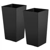 VEVOR Tall Planters Set of 2, 30 Inch Large Outdoor Taper Planters for Outdoor Indoor Plants, Front Porch Plastic Modern Flower Pots with Casters, Inner Pot & Drainage Holes for Patio, Garden, Black