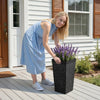 VEVOR Tall Planters Set of 2, 23 Inch Large Outdoor Taper Planters for Outdoor Indoor Plants, Front Porch Plastic Modern Flower Pots with Casters, Inner Pot & Drainage Holes for Patio, Garden, Black
