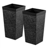 VEVOR Tall Planters Set of 2, 23 Inch Large Outdoor Taper Planters for Outdoor Indoor Plants, Front Porch Plastic Modern Flower Pots with Casters, Inner Pot & Drainage Holes for Patio, Garden, Black