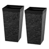 VEVOR Tall Planters Set of 2, 23 Inch Large Outdoor Taper Planters for Outdoor Indoor Plants, Front Porch Plastic Modern Flower Pots with Casters, Inner Pot & Drainage Holes for Patio, Garden, Black