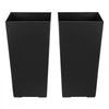 VEVOR Tall Planters Set of 2, 22 Inch Large Outdoor Taper Planters for Outdoor Indoor Plants, Front Porch Plastic Modern Flower Pots with Casters, Inner Pot & Drainage Holes for Patio, Garden, Black