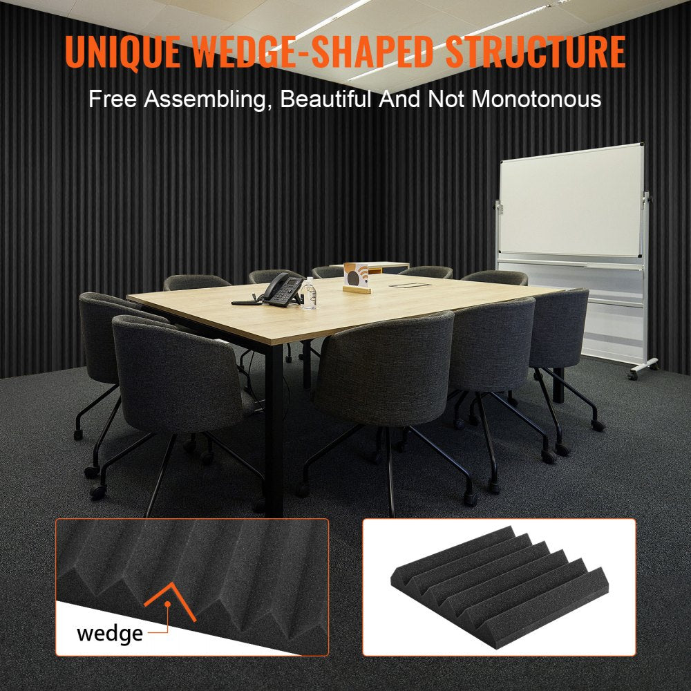 VEVOR Acoustic Foam Panels, 36 Pack 12 x 12 x 2 inches, High Density Soundproof Wall Panels,Fire-Resistant Acoustic Panels,Sound Dampening Absorbing Panels for Studio Wall and Ceiling,Black