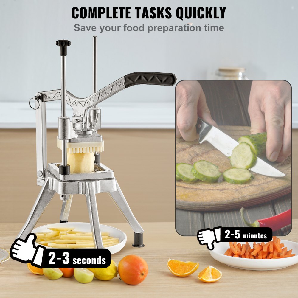 VEVOR Commercial Vegetable Fruit Chopper 1/4" Blade Heavy Duty Professional Food Dicer Kattex French Fry Cutter Onion Slicer Stainless Steel for Tomato Peppers Potato Mushroom