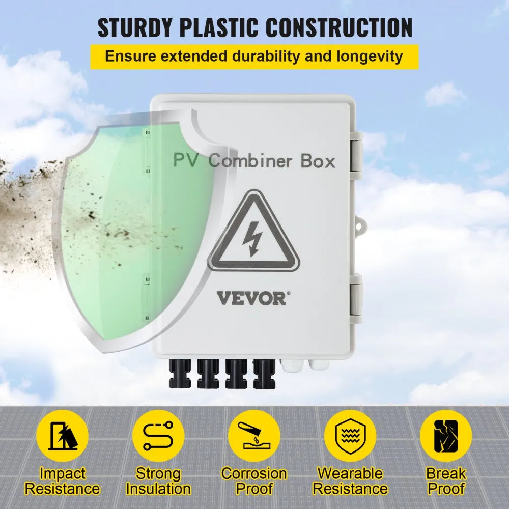 Vevor PV Combiner Box 4-String Solar Panel System IP65 New – FactoryPure