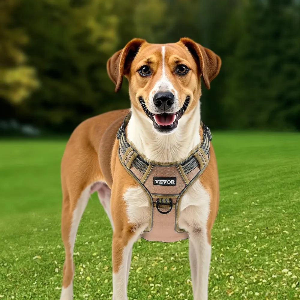VEVOR Dog Harness for Large Dogs, No Pull Tactical Dog Harness Adjustable Pet Vest, with Handle, Metal Rings, Buckles, Reflective Stitching Nylon Oxford Fabric, for Training, Walking, and Hiking