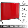 VEVOR Welding Screen with Frame 8\' x 6\', Welding Curtain with 4 Wheels, Welding Protection Screen Red Flame-Resistant Vinyl, Portable Light-Proof Professional