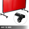 VEVOR Welding Screen with Frame 8\' x 6\', Welding Curtain with 4 Wheels, Welding Protection Screen Red Flame-Resistant Vinyl, Portable Light-Proof Professional
