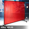 VEVOR Welding Screen with Frame 8\' x 6\', Welding Curtain with 4 Wheels, Welding Protection Screen Red Flame-Resistant Vinyl, Portable Light-Proof Professional