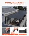 VEVOR EPDM synthetic rubber roofing membrane waterproof durable flexible weather-resistant insulating infographic