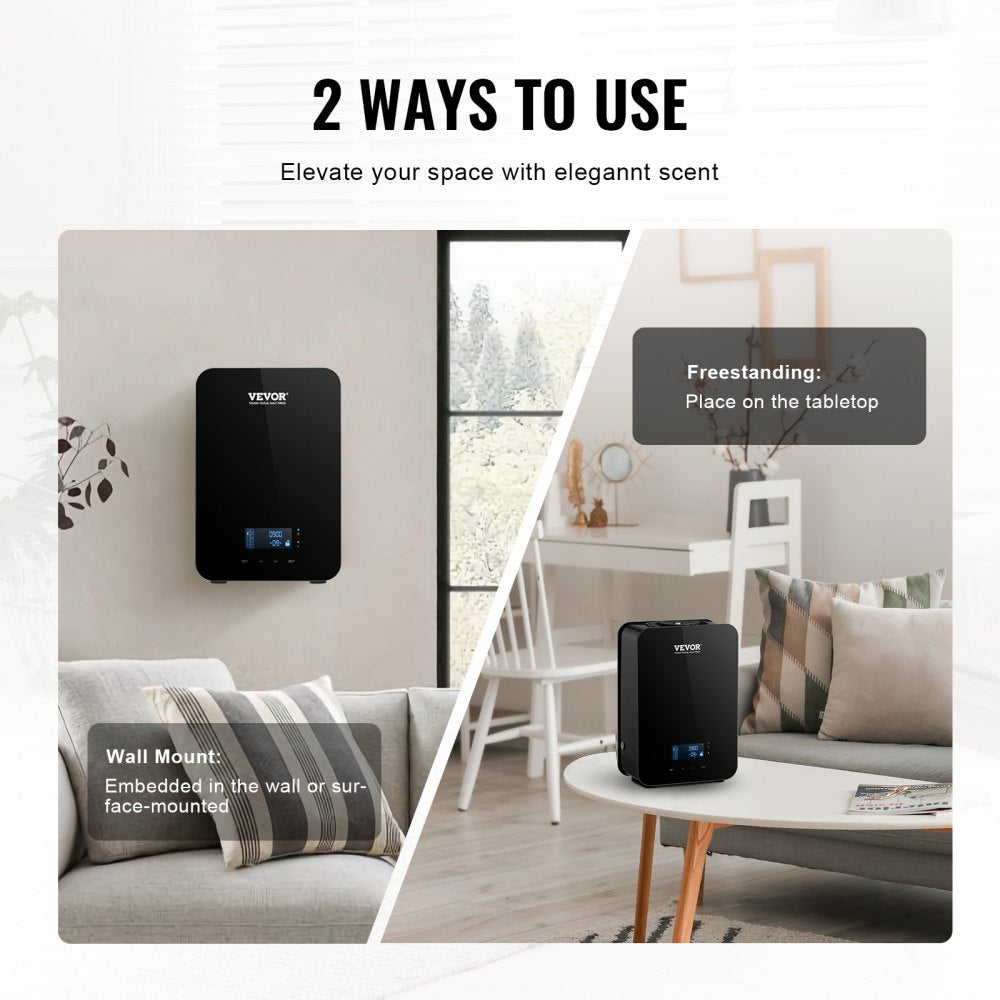 VEVOR Scent Air Machine, 180ml Bluetooth Smart Essential Oil Diffuser, 2000sq.ft Waterless HVAC Scent Diffuser with Cold Air Technology, Aromatherapy Diffuser Machine for Home, Office, Hotel,